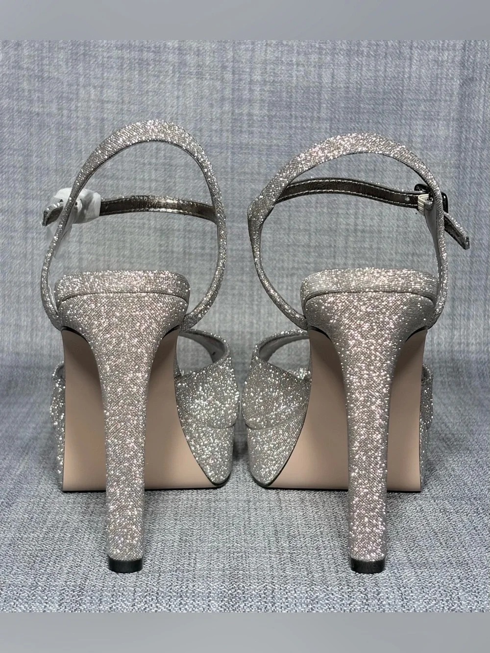 Aqua Women's Poppy Glitter Platform Sandals Silver Size 8